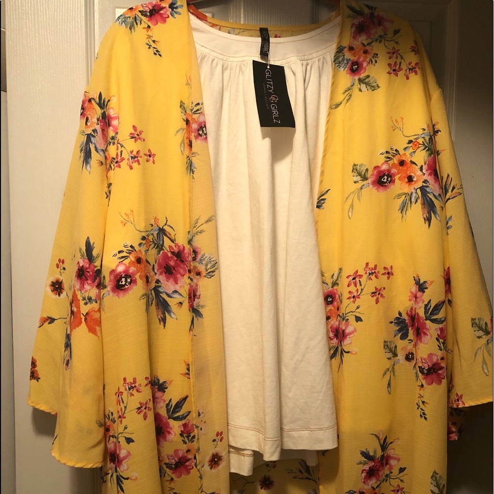NWT Canary Yellow Kimono 3x - Picture 2 of 3